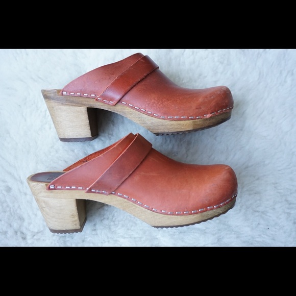 Sanita Danish Leather Clogs Wood Sole - Picture 4 of 12